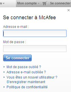 Connectez vous à votre compte McAfee pour particuliers