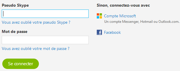 Connectez vous à votre compte Skype